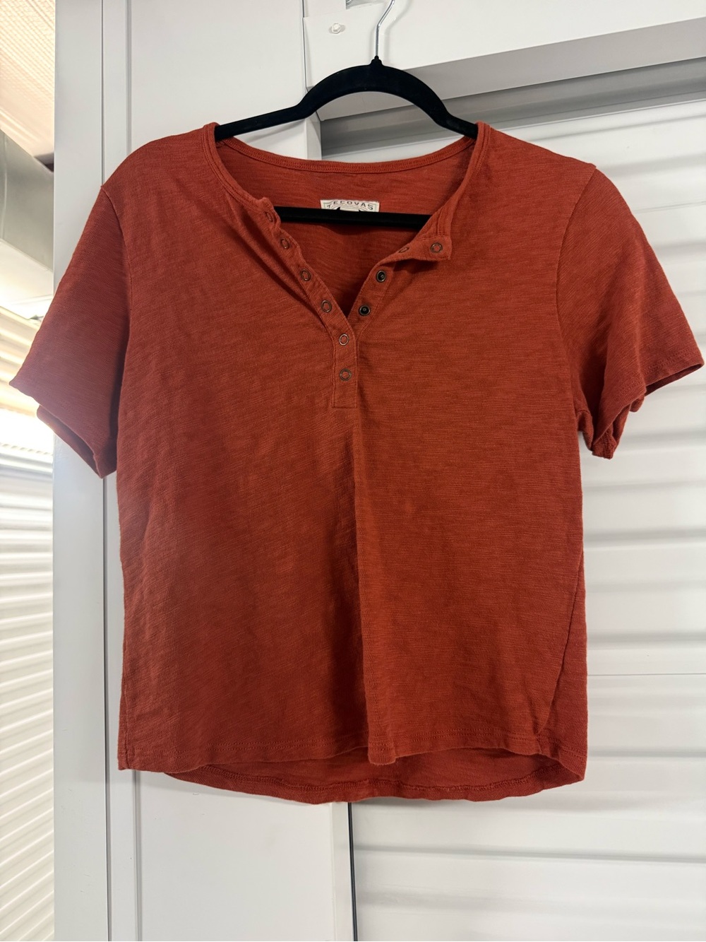 Tecovas Women's Short-Sleeve Henley in Rust western M